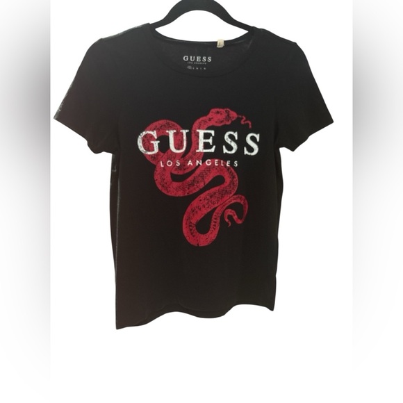 Guess Black Tee with Red Snake Graphic - Picture 2 of 3